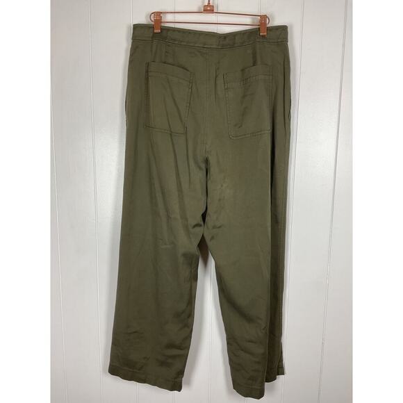 GREY Jason Wu Military Green Cropped Tie Waist Wide Leg Crop Pants Size 10 - Picture 7 of 10